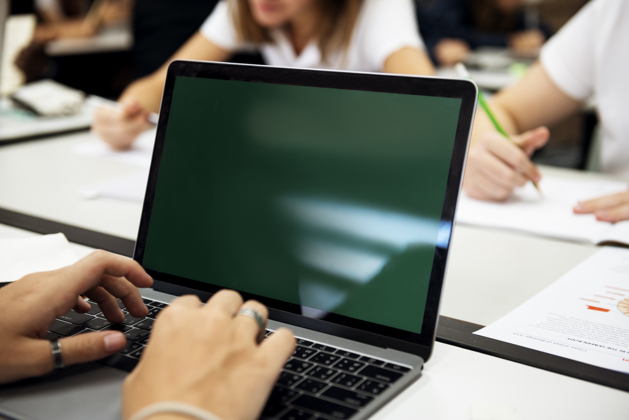 Group of school friends learning classroom knowledge