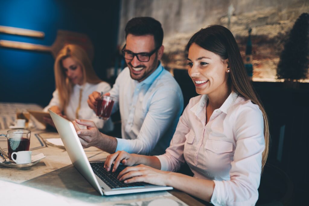 Business colleagues laughing